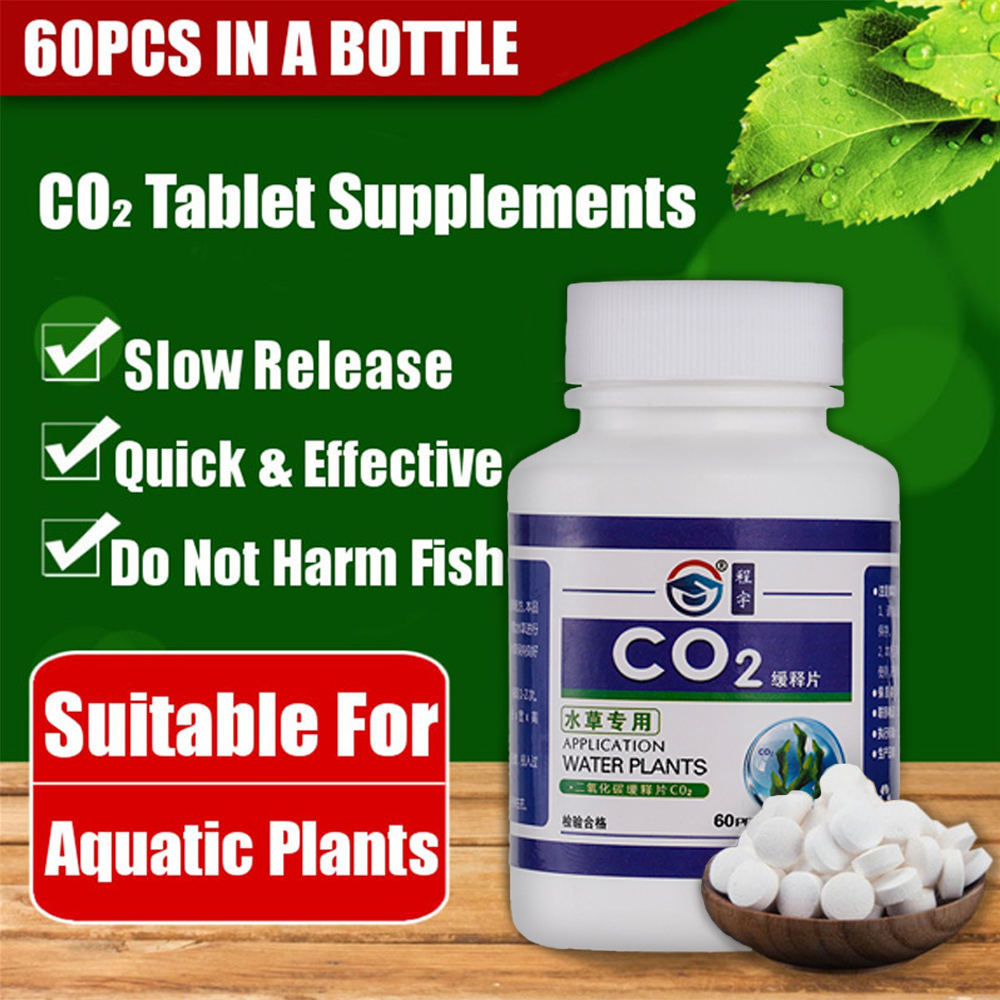 Aquarium Plant Nutrients - 60pcs Aquarium CO2 แท็บเล็ตคาร์บอนไดออกไซด์อาหารเสริมน้ําหญ้า Leaf FLOAT