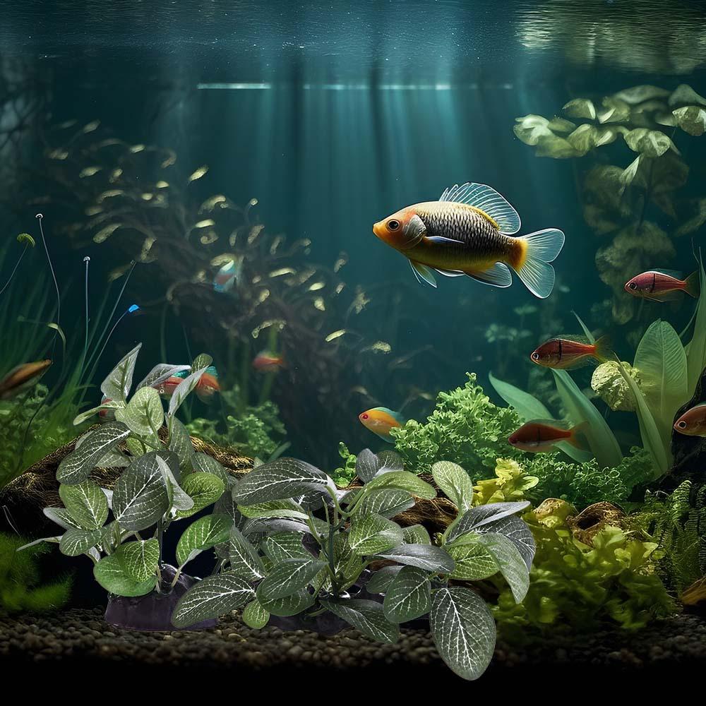 พืชประดิษฐ์พลาสติกเนื้อสัมผัสเ - Planted Aquarium Jar บทวิจารณ์และราคา